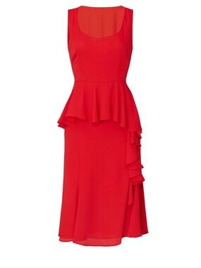 Red Ruffled Midi Dress by Prabal Gurung Size 0